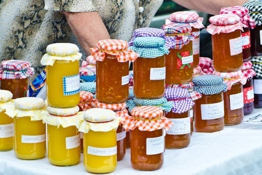 jars of homemade jellies and jams