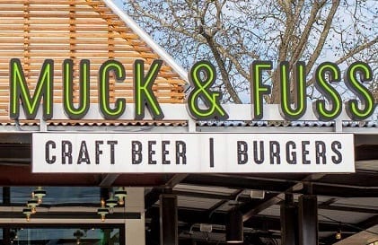 Muck & Fuss is a craft beer and burger restaurant with a chef-inspired menu.